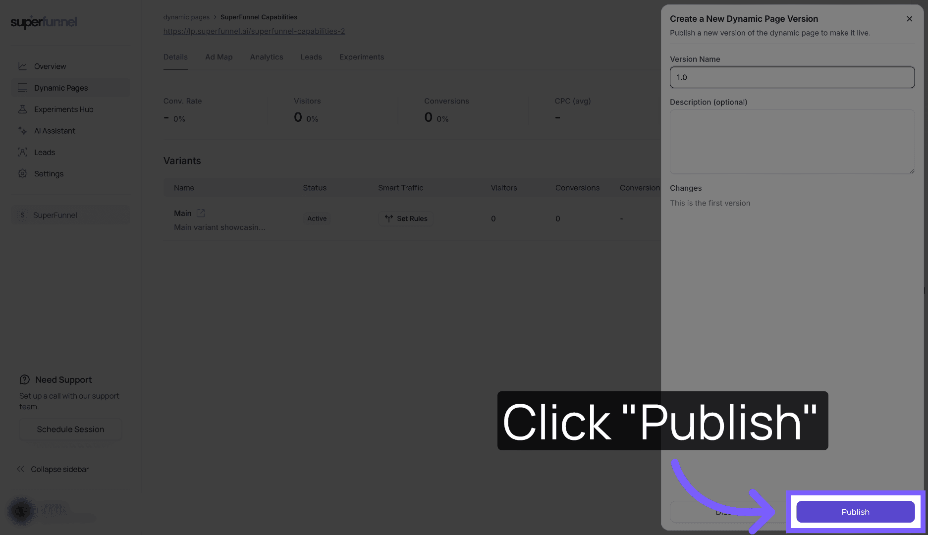 Confirm Page Publication