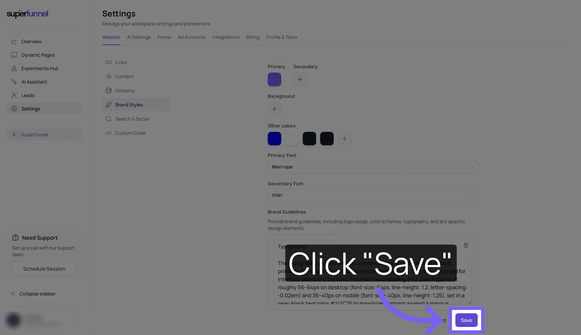 Save Font Changes