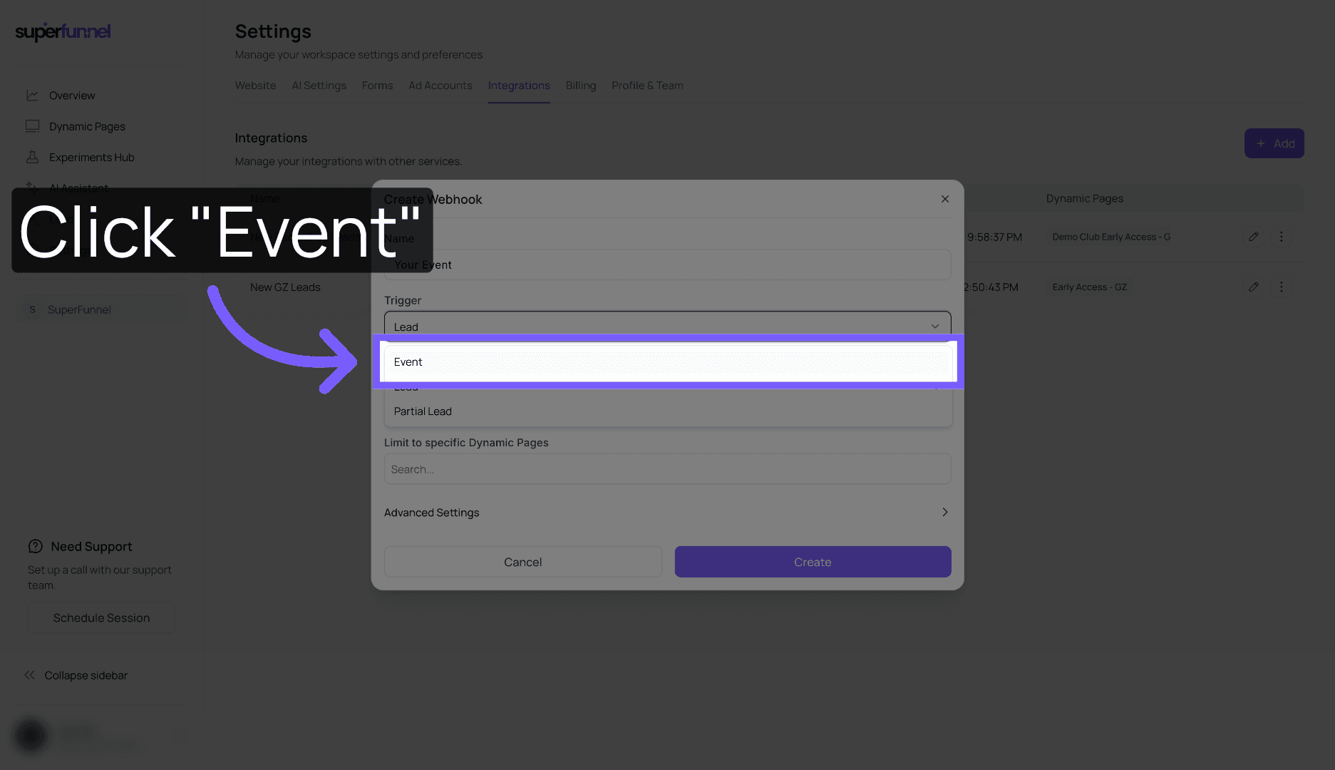 Choose Event Field