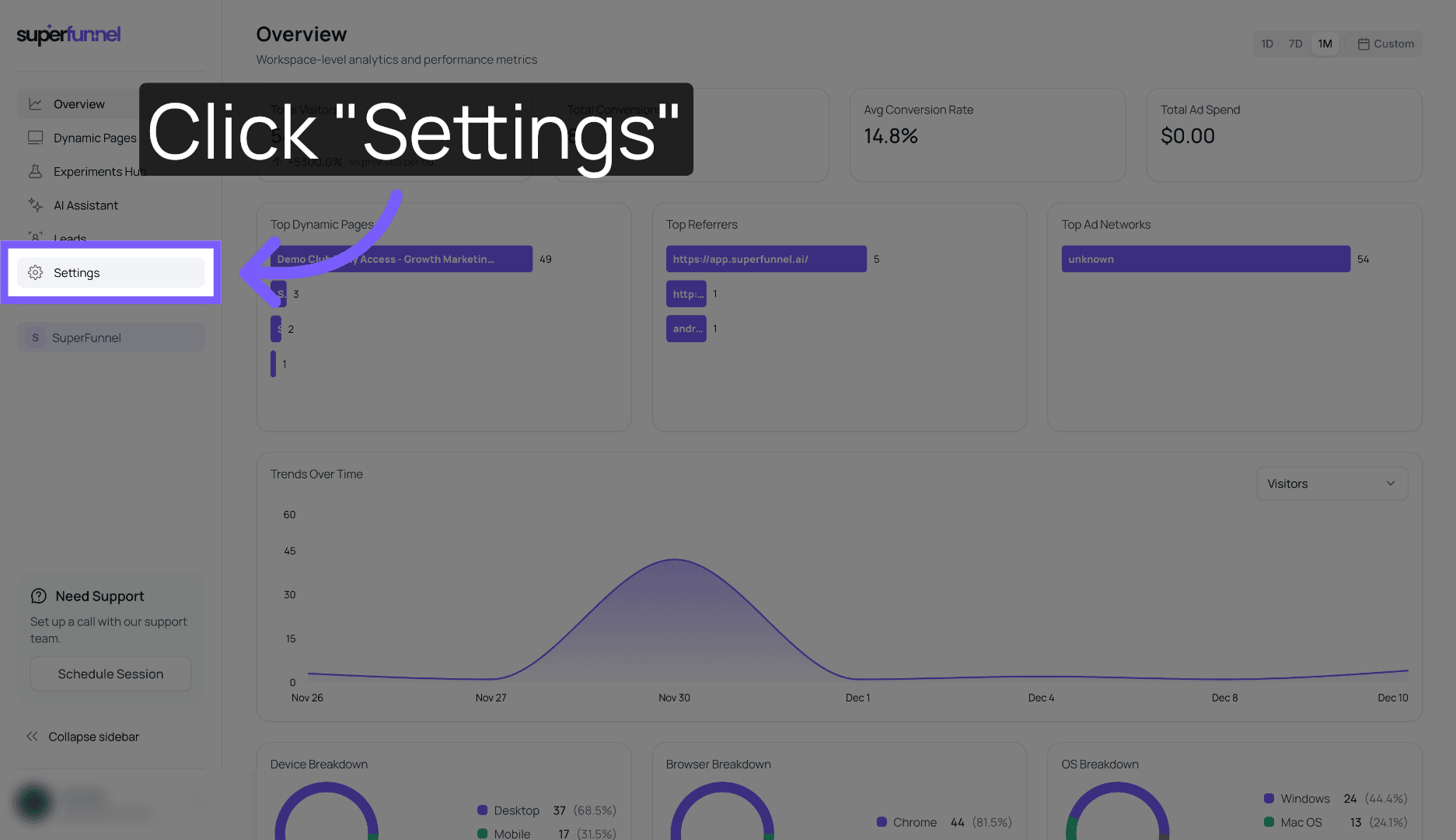 Open Settings Menu