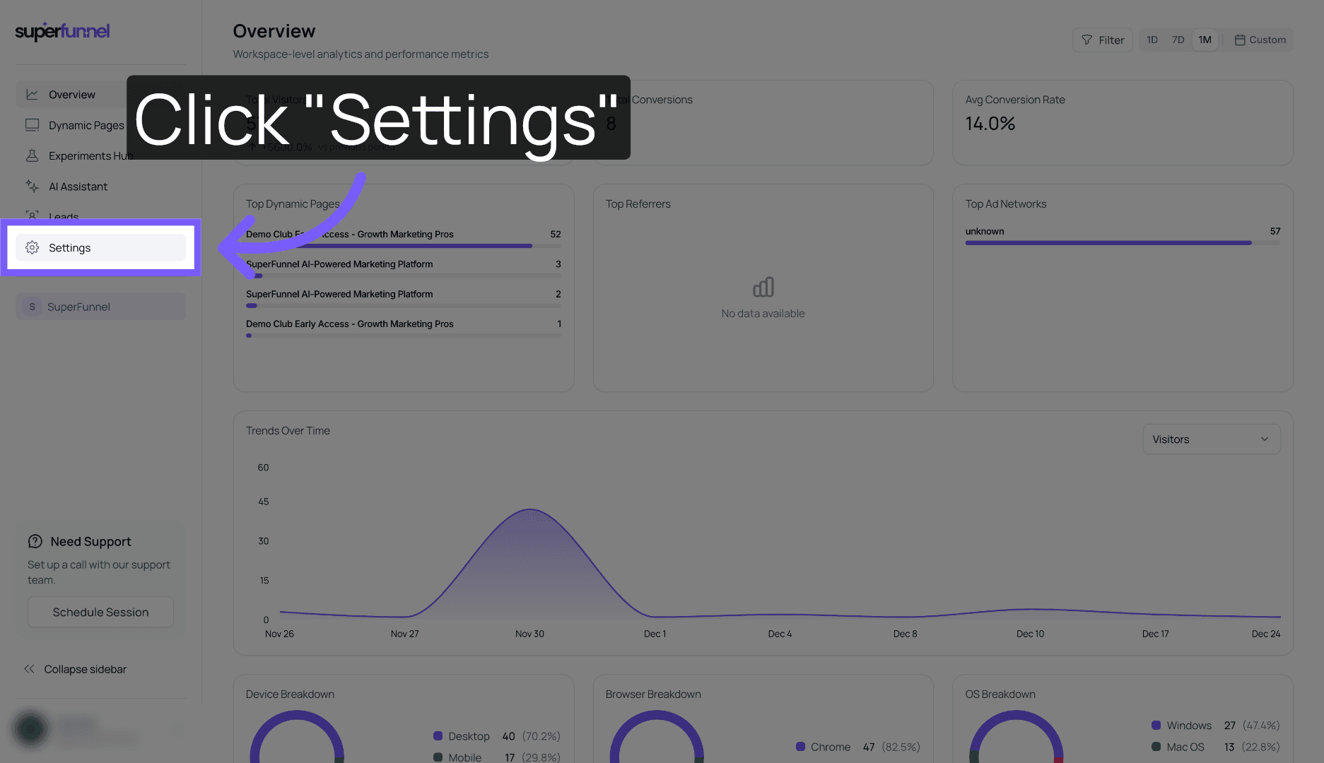 Open Settings Menu