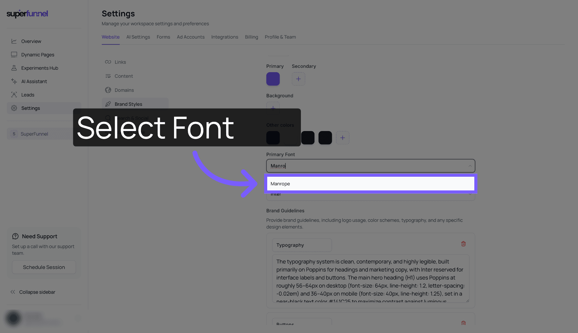 Choose Font Option