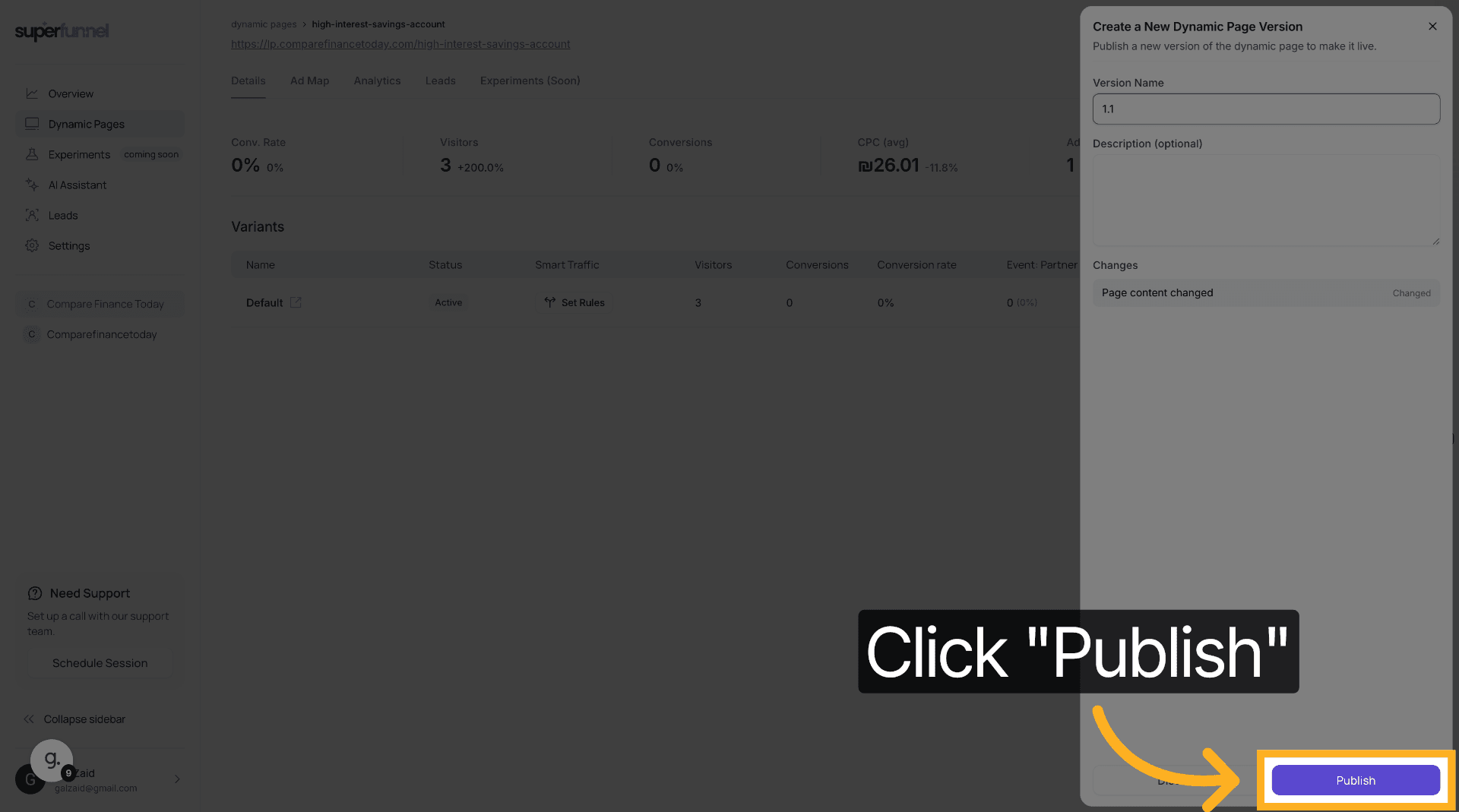 Publish Landing Page