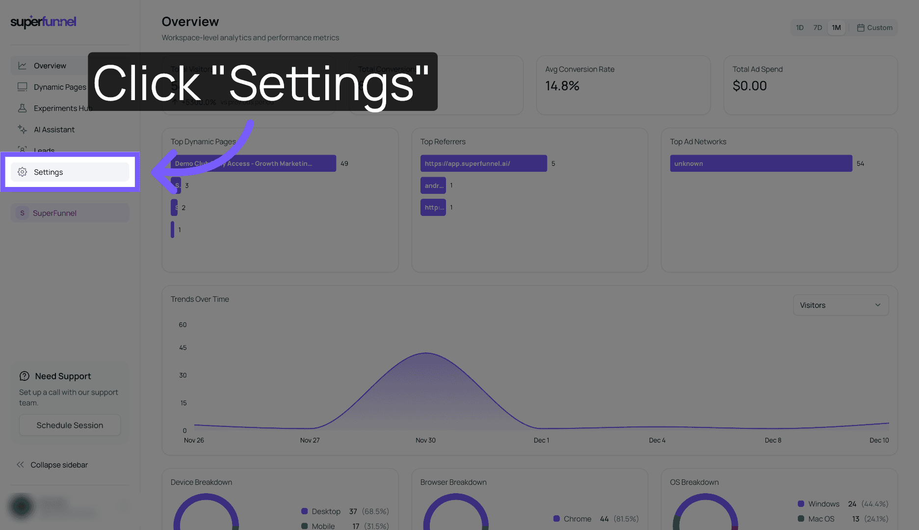 Open Settings Menu
