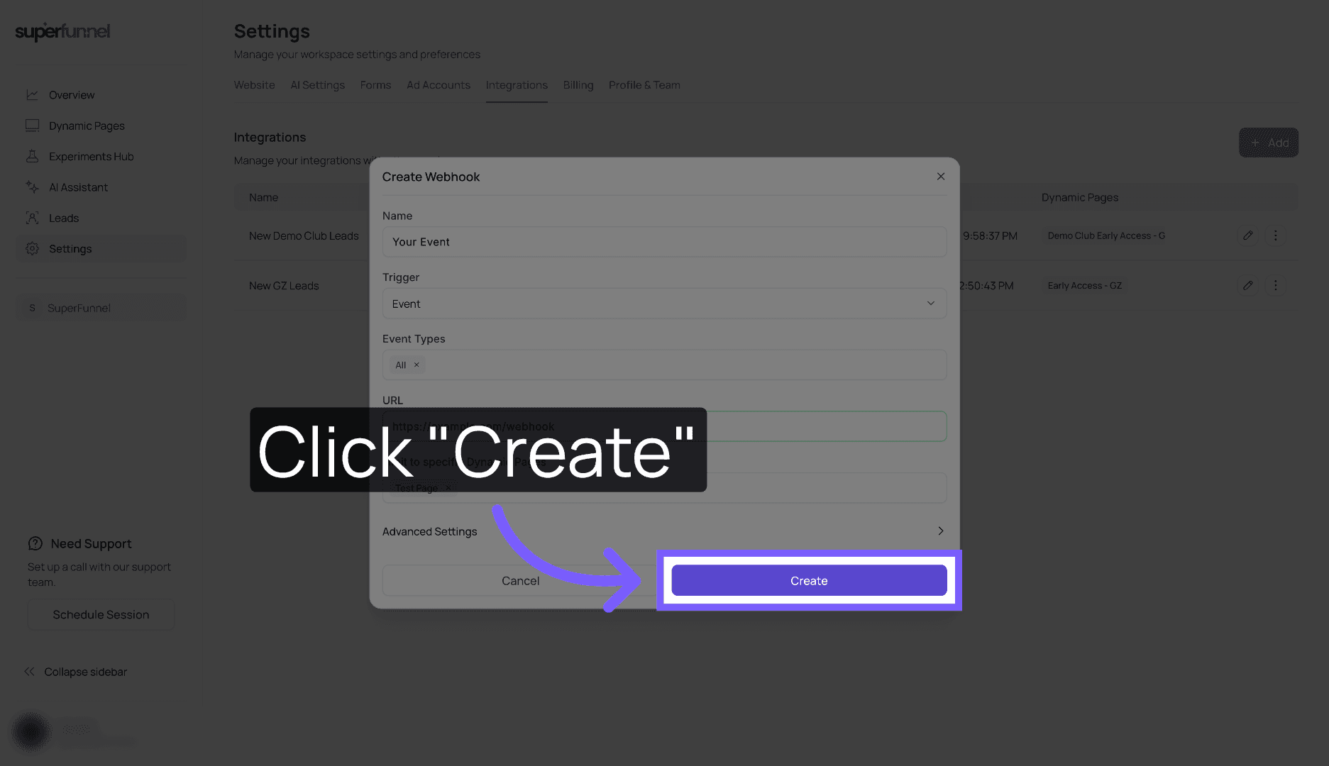Finalize Webhook Setup