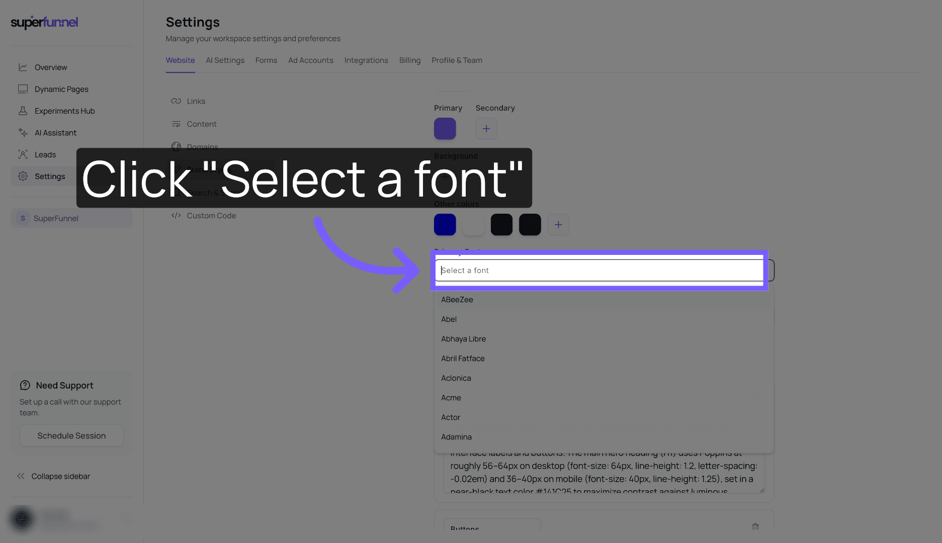 Open Font Selection