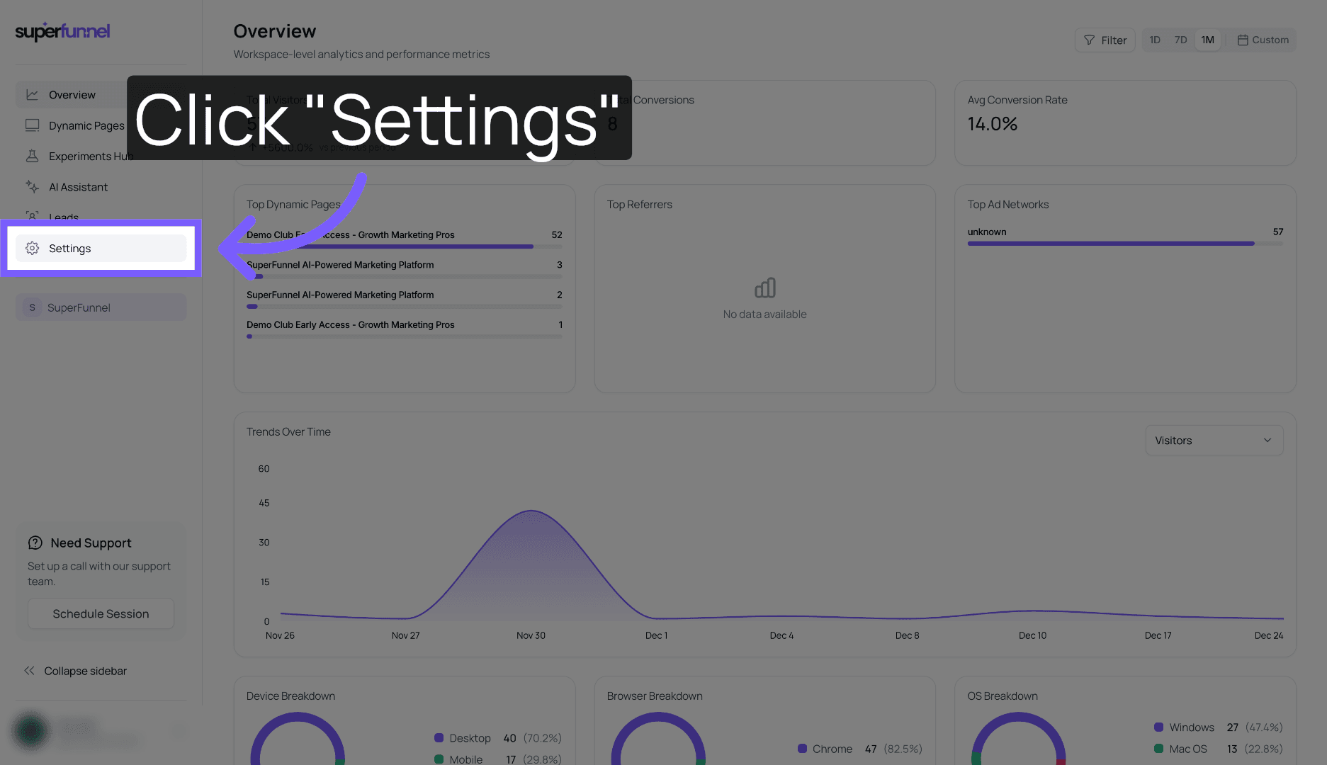 Open Settings Menu
