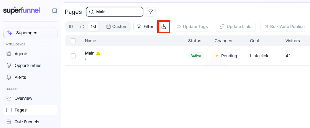 Analytics Export Button