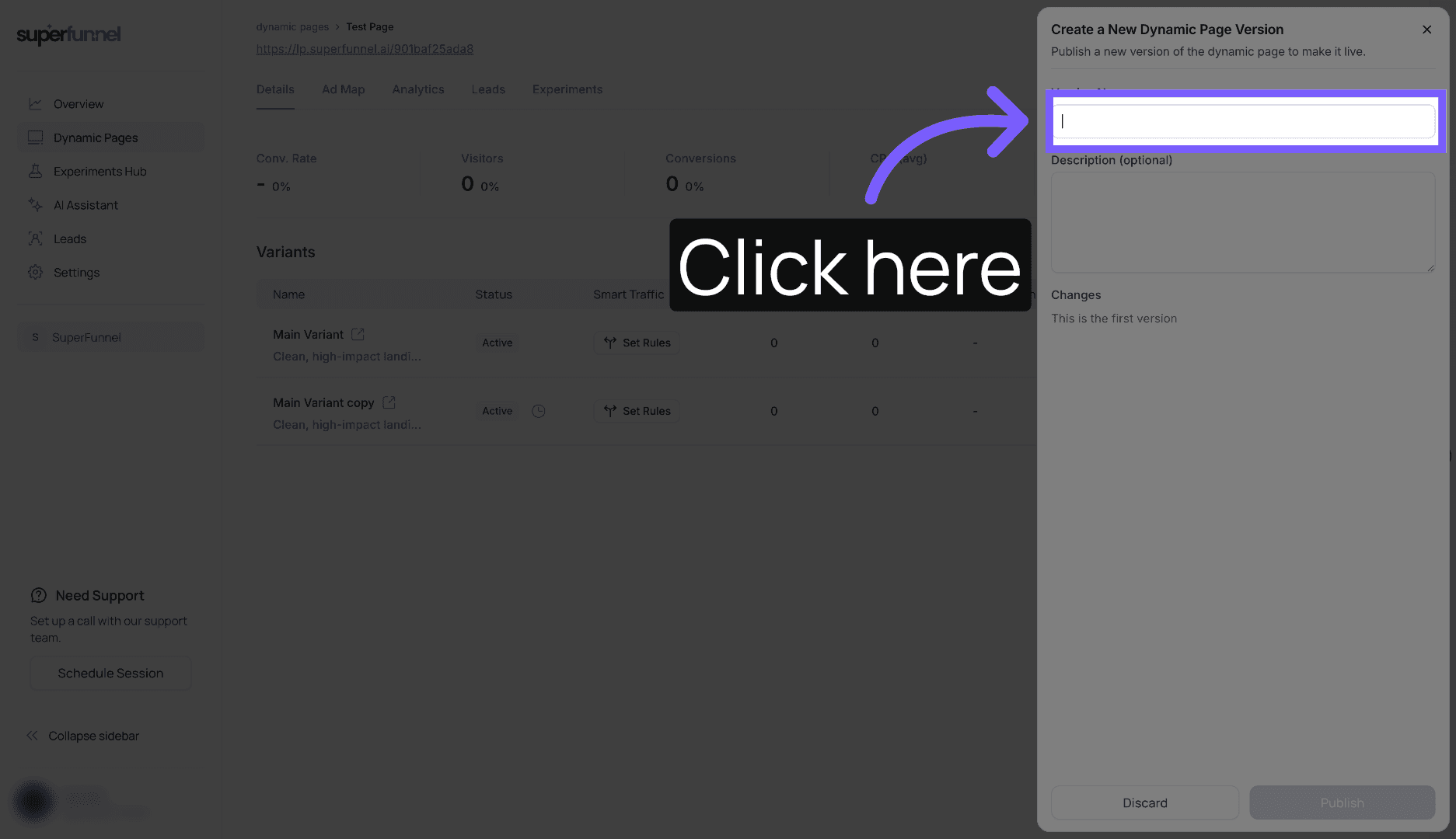 Access Publish Options
