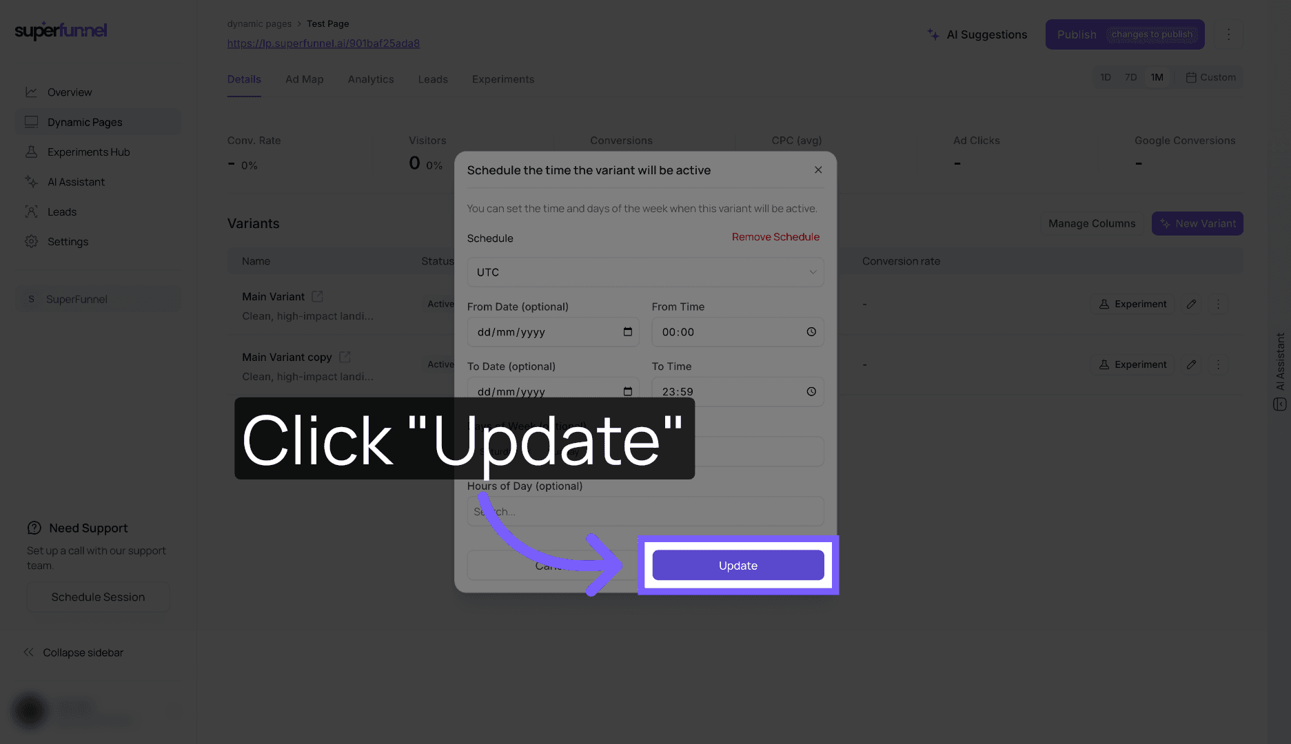 Update Schedule Settings