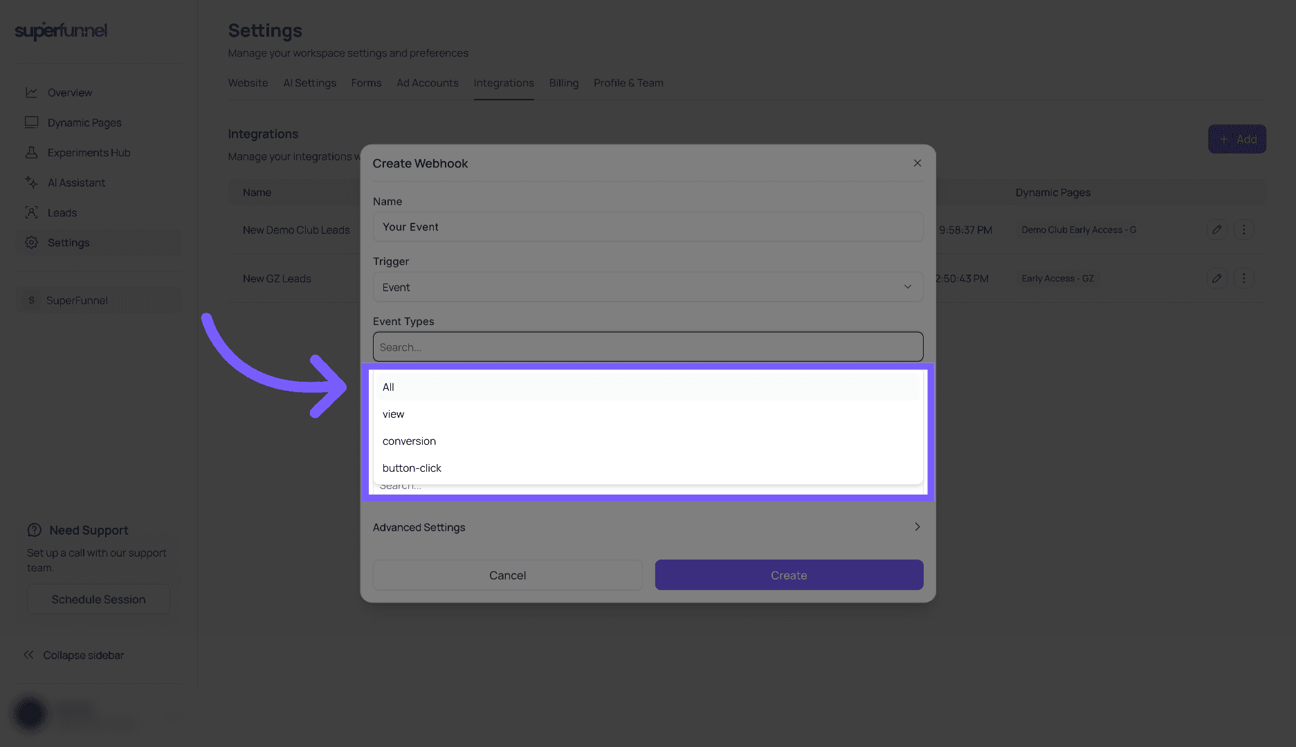 Select All Events Option