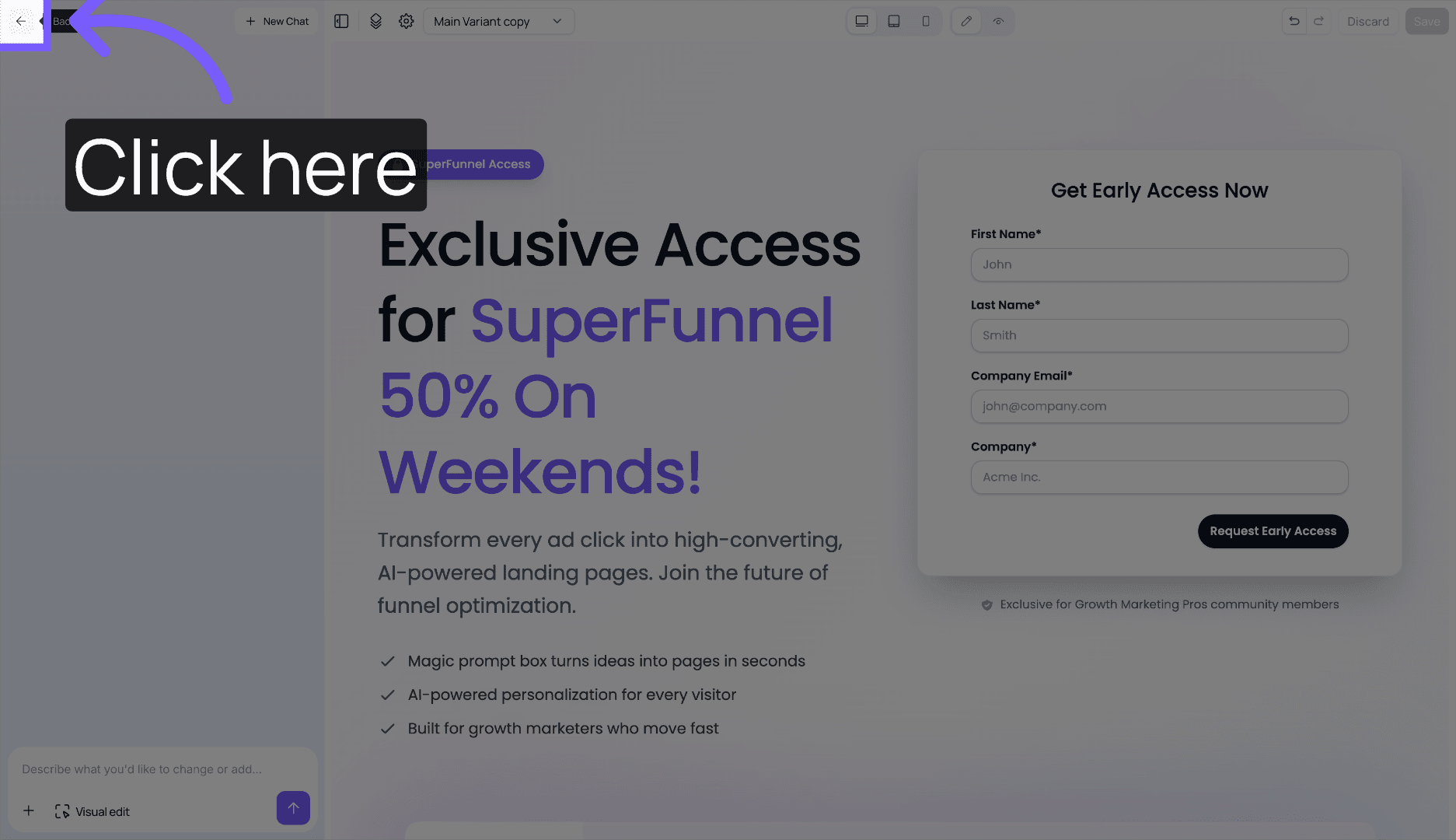 Access Variant Settings