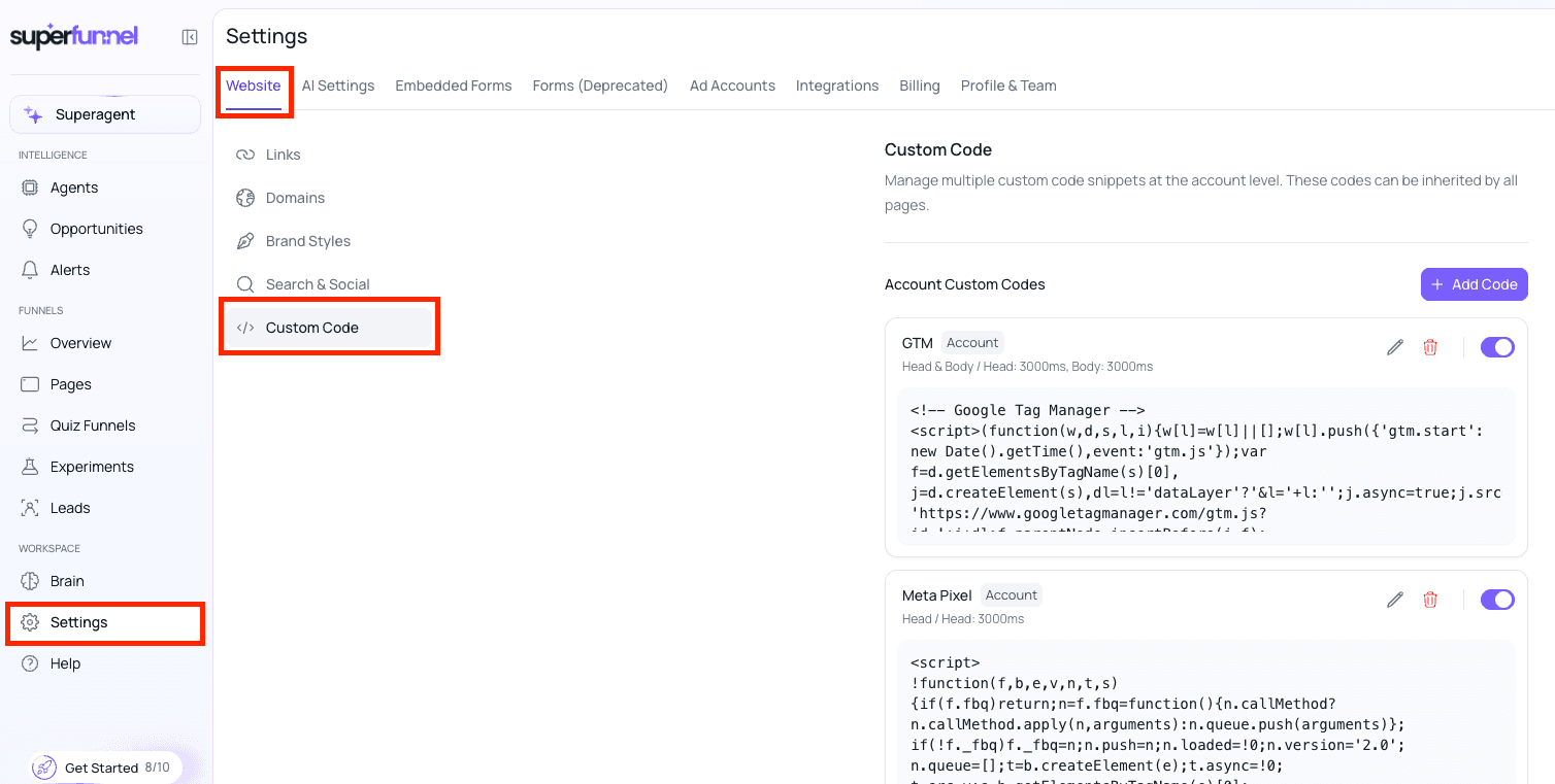 Global Custom Code