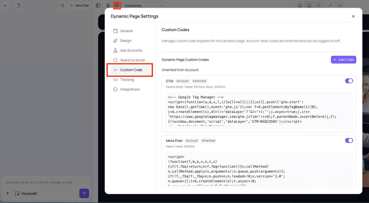 Page or Quiz Custom Code
