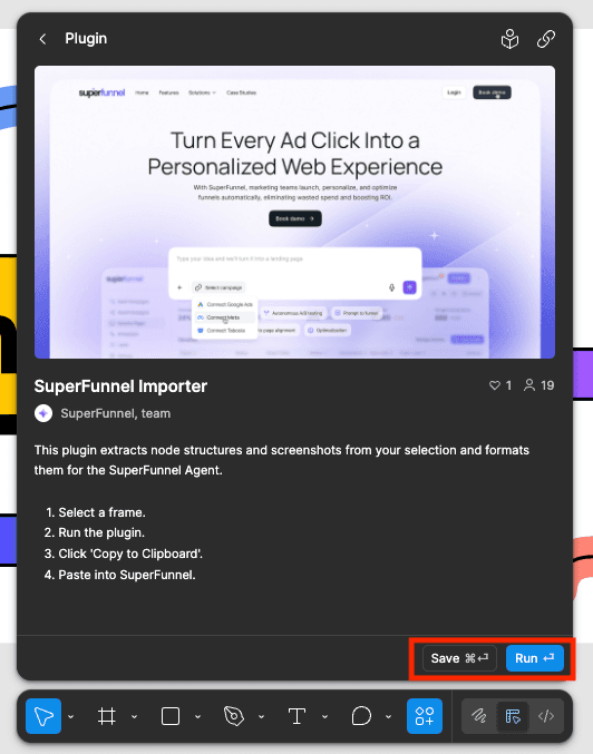 Actions button