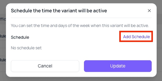 Navigate to Schedule Tab