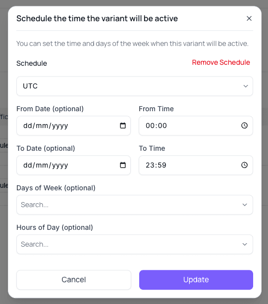 Configure Schedule