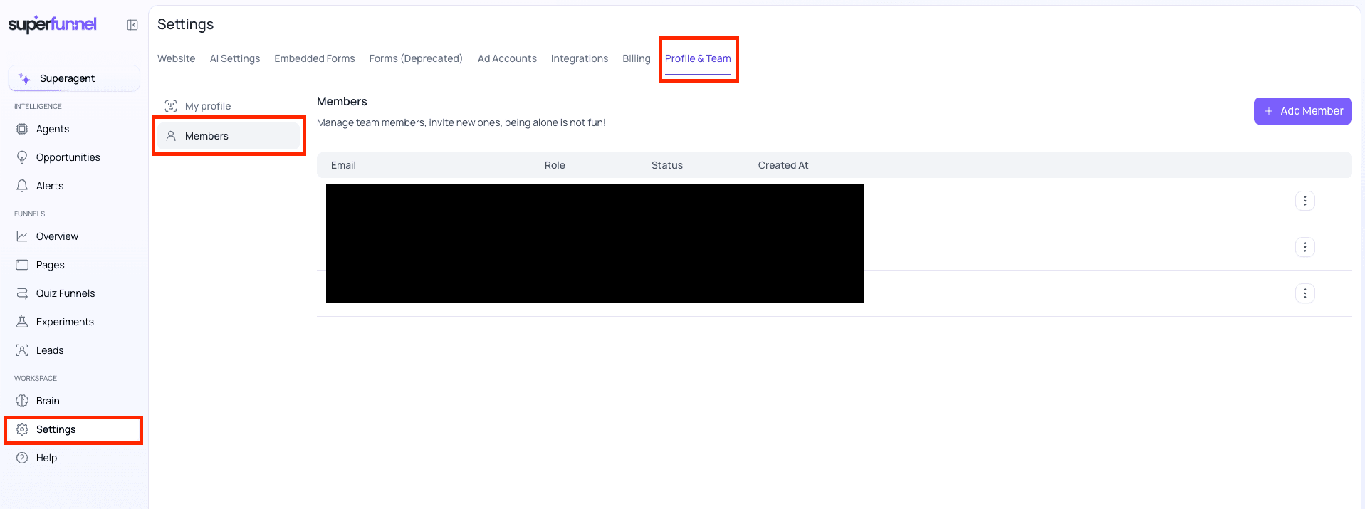 Navigate To Members Section
