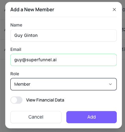 Enter Member Email Address