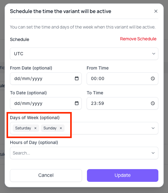 Select Schedule Days